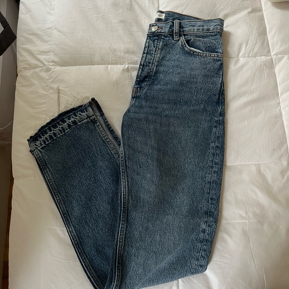 Mango High Rise Split-Hem Straight Jean